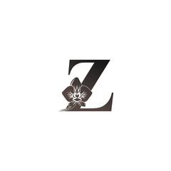Letter Z logo icon with black orchid design vector
