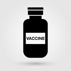 Vaccine vial icon. Coronavirus disease treatment symbol.