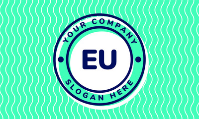 Monogram Logotype circle mint rounded premade logo alphabet characters waves background