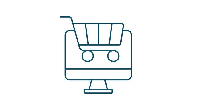 Shopping set icon for web design. E commerce. Discount coupon. Business icon. Price tag. Line . Motion graphics.