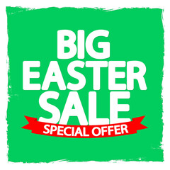 Big Easter Sale, poster design template, special offer, discount banner, vector illustration