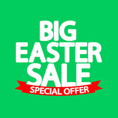 Big Easter Sale, poster design template, special offer, discount banner, vector illustration