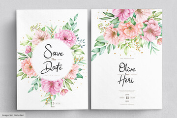 Watercolor cherry blossom invitation card set