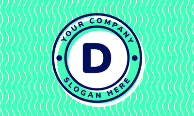 Monogram Logotype circle mint rounded premade logo alphabet characters waves background
