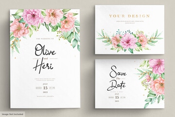 Watercolor cherry blossom invitation card set