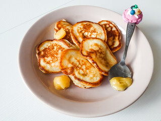 pancakes in a beautiful plate for breakfast