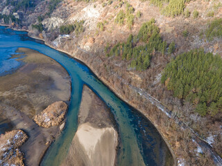 Aerial winter view of Pancharevo lake,  Bulgaria