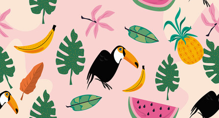 toucan and fruits