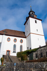 Fototapeta na wymiar Church of the Franconian village Muggendorf in the wiesental