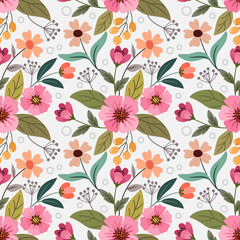 Colorful flowers seamless pattern for fabric textile wallpaper.