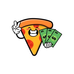 cute pizza slice cartoon mascot character funny expression