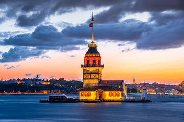 Istanbul, Turkey - Bosphorus sunset Maiden Tower