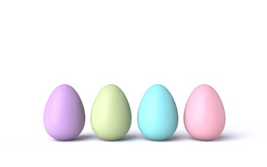 Four pastel color Easter eggs 3D