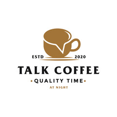 chat bubble with coffee for cafe or restaurant logo