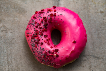 pink donut doughnut on the background