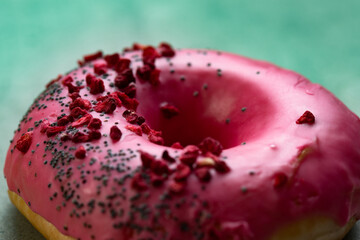 pink donut doughnut on the background