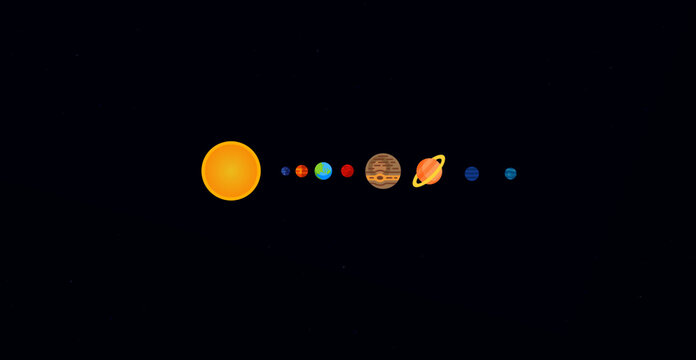 Sistema solar minimalista, universo, planetas, vetor