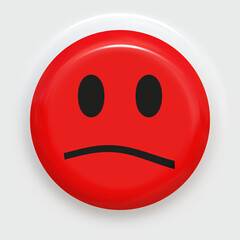 3d illustration of a sad face red button