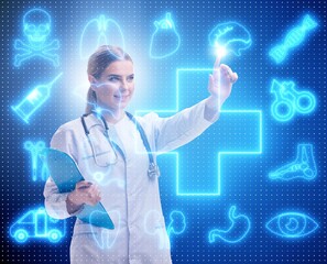 Woman doctor in telemedicine futuristic concept