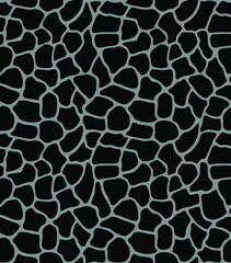 Vector seamless spotted pattern. Black spots of various shapes on a white background. Stamp texture. 