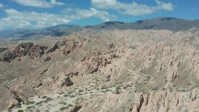 Aerial - Quebrada de las Flechas ravine, Argentina, wide circle shot
