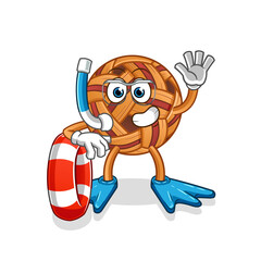 takraw ball swimmer with buoy mascot. cartoon vector