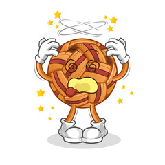 takraw ball dizzy head mascot. cartoon vector