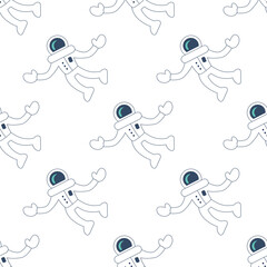 Seamless astronaut pattern graphic. Can be used for wallpaper, textile, background, card, backdrop, and another creative project