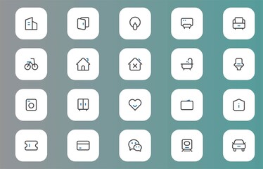 set of outline icons for UX, UI, web design