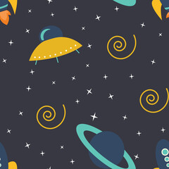Spaceship element seamless pattern graphic. Perfect for wallpaper, background, scrapbook, and another creative project. Surface design
