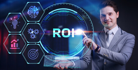 ROI Return on investment financial growth concept. Business, Technology, Internet and network concept.