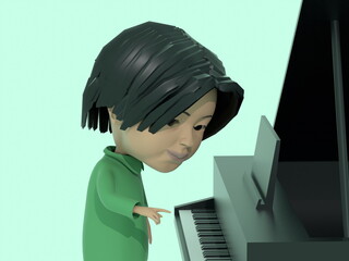 楽器のある風景・ピアノを弾く男の人