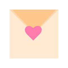 Cute beige envelope with pink heart isolated on a white background. Can be used as a message symbol. For a print on a T-shirt, for an interior, mugs, notebook, stickers. Vector