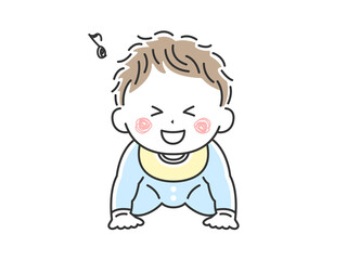 ハイハイをしているご機嫌な赤ちゃんのイラスト
