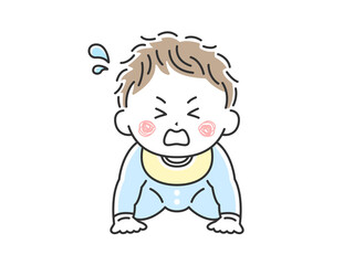 ハイハイをしている泣いている赤ちゃんのイラスト