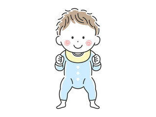 立っているご機嫌な赤ちゃんのイラスト
