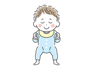 立っているご機嫌な赤ちゃんのイラスト