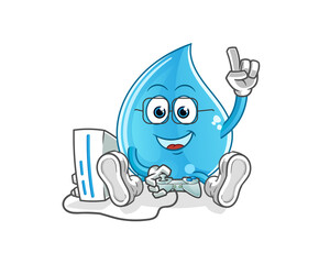 water drop playing video games vector. cartoon character