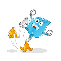 water drop slipped on banana character. cartoon mascot vector