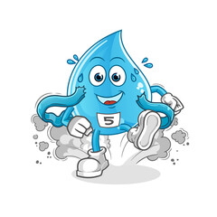water drop runner character. cartoon mascot vector