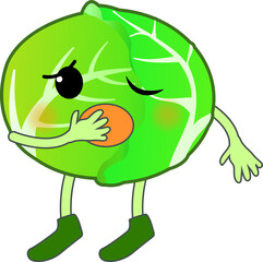 あくびをする可愛いキャベツのキャラクター