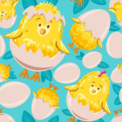 Chickens with leaves