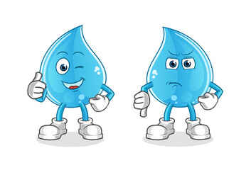 water drop thumbs up and thumbs down cartoon. cartoon mascot vector