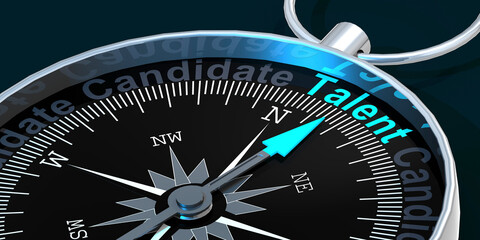 Compass needle pointing to word talent