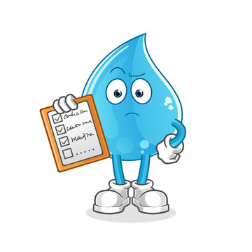 recommend clip art: water drop schedule list vector. cartoon character