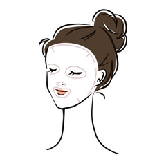 顔パックする女性