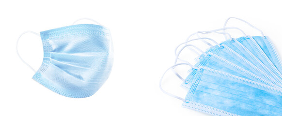 Many medical disposable masks for protection. Surgical mask.