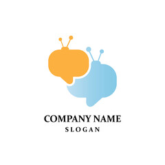 simple talk tv icon vector logo