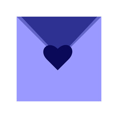 Cute blue envelope with heart isolated on a white background. Can be used as a message symbol. For wallpaper on a phone, for a print on a T-shirt, for an interior,  mugs, notebook, stickers. Vector