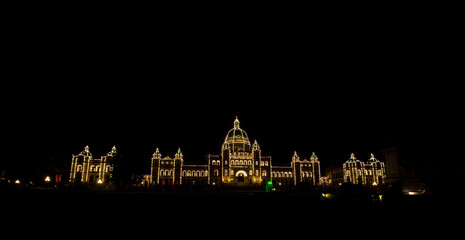 glowing lights of the British Columbia parliament 